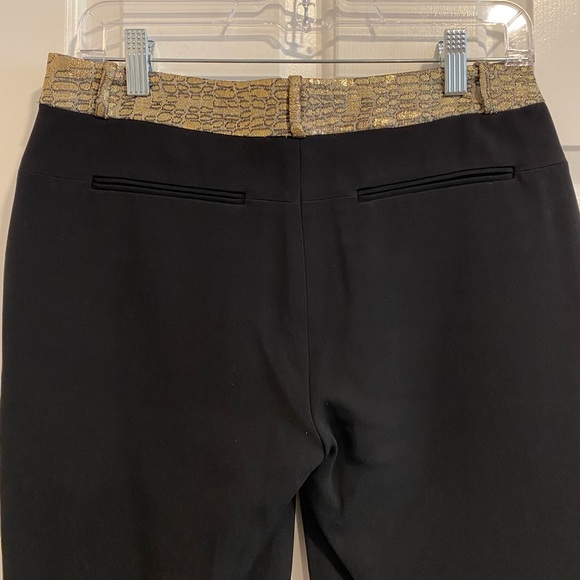 Diane Von Furstenberg Gold Embossed / Black Mary Metallic Pants Size 4 NWT - Picture 6 of 16